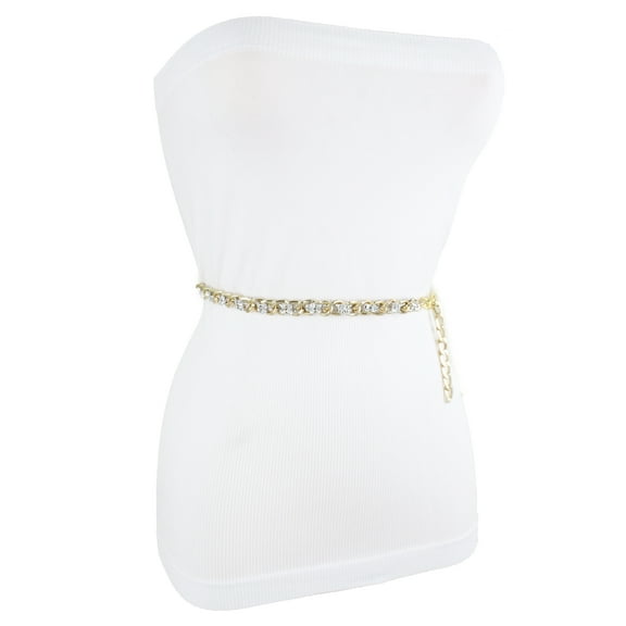 Women Gold Metal Chain Links Silver Mesh Fabric Bling Fashion Belt Size XS S M