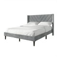 thumbnail image 3 of Castle Place Sophisticated Wingback Velvet Upholstered Twin Platform Bed, Light Grey, 3 of 11