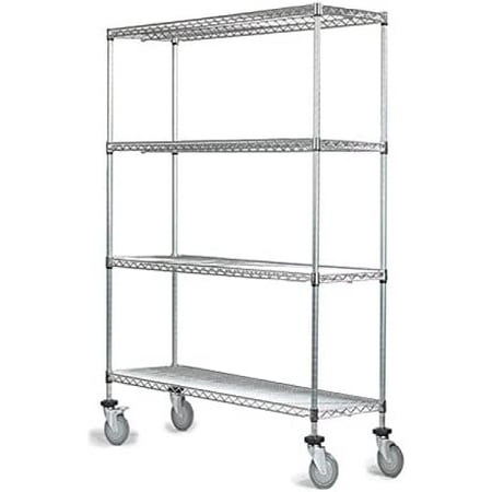 

12 Deep x 60 Wide x 69 High 4 Tier Chrome Wire Shelf Truck with 1200 lb Capacity
