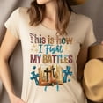 thumbnail image 4 of This Is How I Fight My Battles T-Shirt | Bible Verse Christian Graphic Tee, White, Size S, 4 of 6
