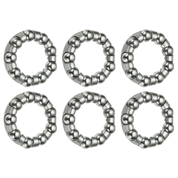 Uxcell Bike Ball Bearings, Bicycle Crank Bearing Retainer Stainless Steel Caged Wheel #3-1/4" x 9 Balls & 6 Pack & Silver