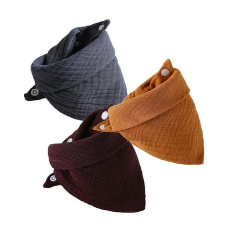 3Pcs/lot Baby Muslin Bibs Soft Cotton Solid Color Bibs Saliva Towel Boys Girls Feeding Apron Bandana Drool Stuff Bibs 12
