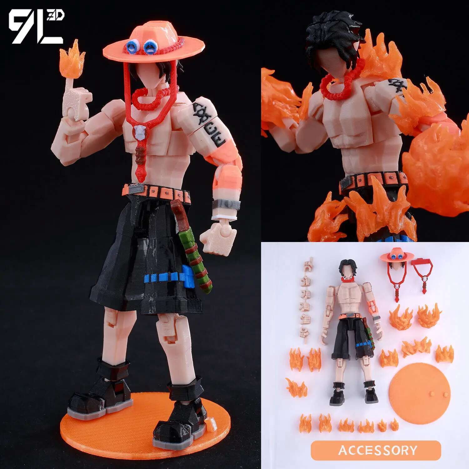 9L3D Printed Anime Characters Lucky 13 Zoro Dummy Action Figures Monkey D.Luffy Multi-Jointed Movable Shapeshift Mannequin Toys