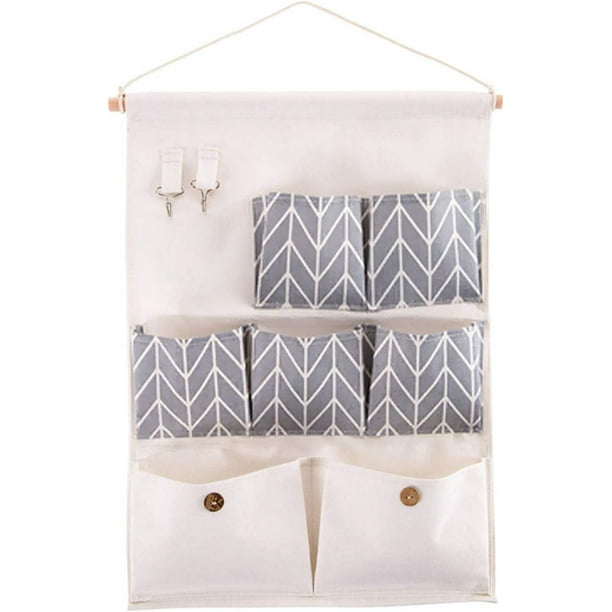 Bolsa de almacenamiento colgante, bolsa de almacenamiento para colgar en la pared, bolsa de almacenamiento de bolsillo de lino y algodón, bolsa de almacenamiento, bolsa organizadora para puerta