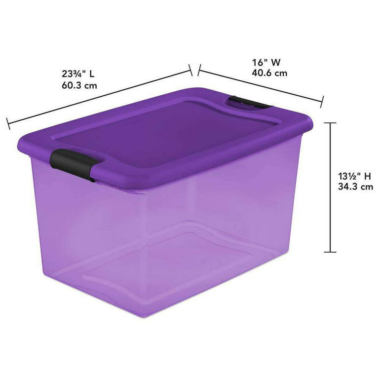Sterilite Purple 64 Qt Latching Plastic Storage Box Container Tote (6 Pack)  