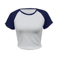 thumbnail image 4 of Zemara Womens T Shirts, Women's T-Shirts - Korean Style Fashion Tee for Everyday Casual Streetwear Pure Desire Top for Spring Summer Navy4 L, 4 of 5