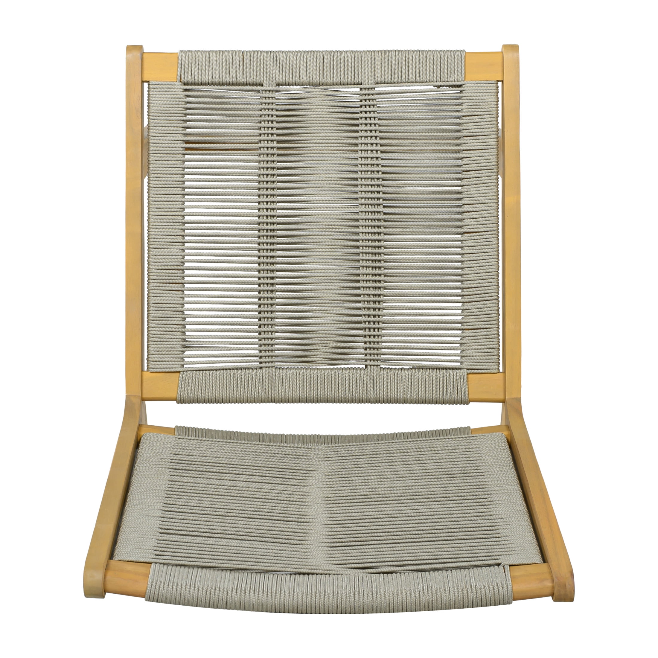 Christopher Knight Home Set of 2 Outdoor Lounge Chairs, Acacia Wood Rope Patio Chairs, Light Teak+Beige