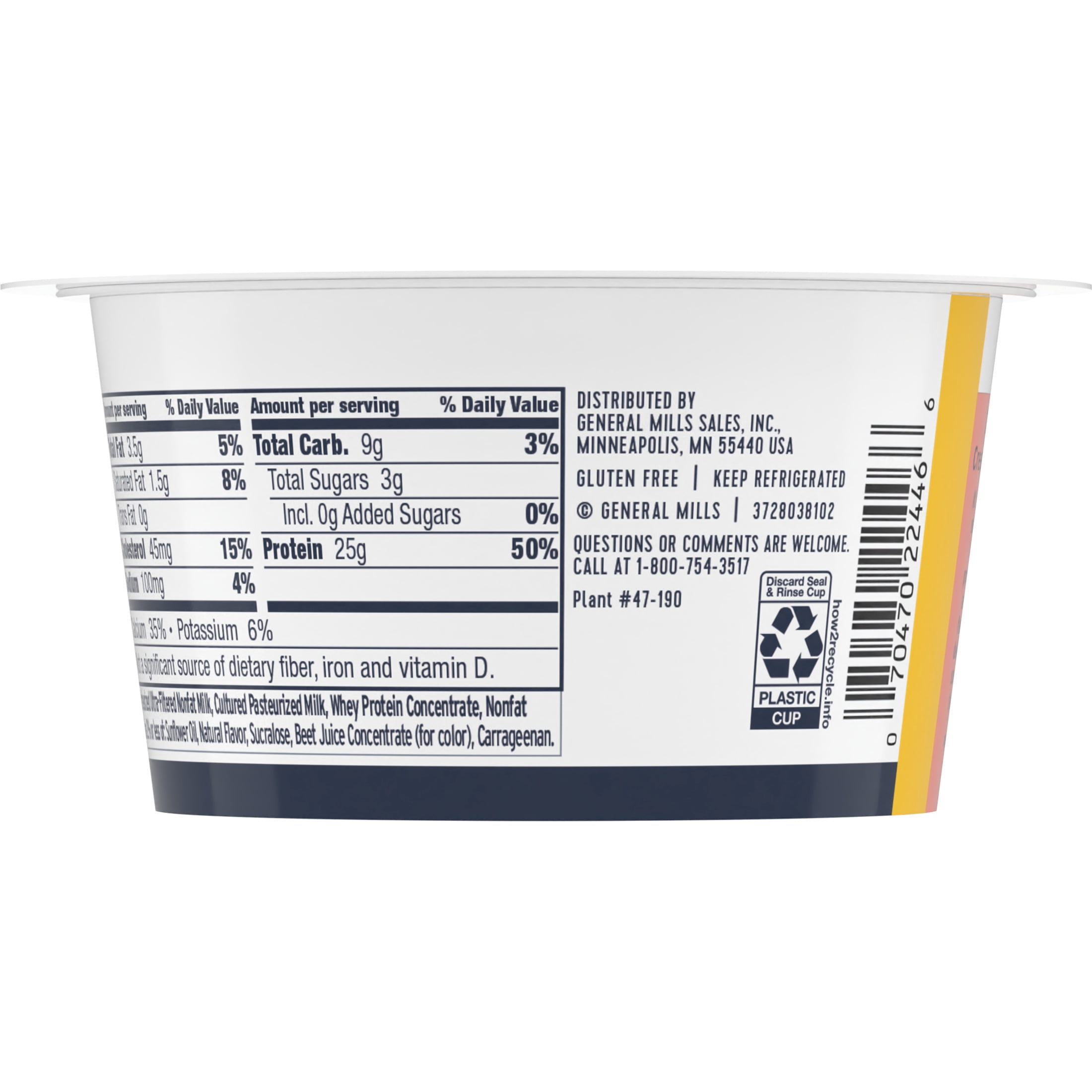 Ratio Protein Yogurt Cultured Dairy Snack, Strawberry Cheesecake, 25g Protein, 5.3 oz