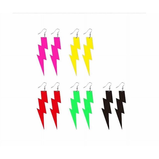 Pendientes De Neón, Pendientes Retro Pendientes De Los Años 80 Pendientes De Rayo Pendientes De Rayo De Acrílico Pendientes De Neón Para Mujeres Niñas (5 Pares)
