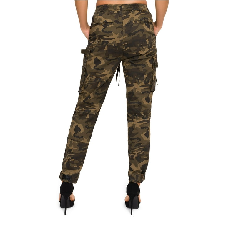 American Bazi Women s High Waist Drawstring Waist Cargo Joggers RJJ2898 Olive Camo 3X Large