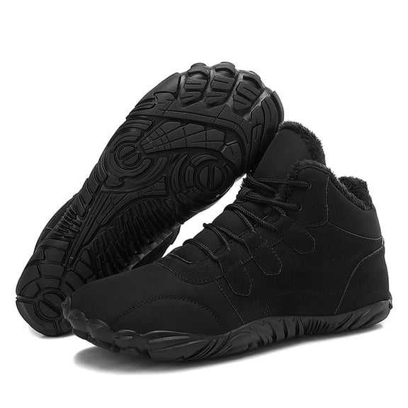 YOURDIARY Mens Winter Hiking Snow Boots Warm Minimalist Wide Toe Box Zero Drop Sole Outdoor Anti-Slip Ankle Booties