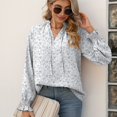 thumbnail image 2 of Defitshape Women's Soft Shirt Ruffle Blouse Summer Floral Boho Peasant Long Sleeve Lantern Sleeve Blouses Grey Small, 2 of 4