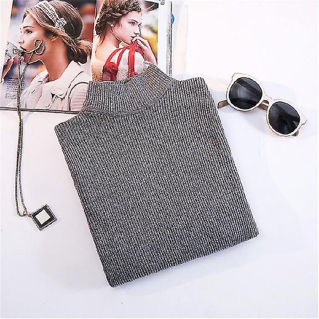 Suéter de medio cuello alto para mujer, camisa de fondo, Top de punto ajustado de manga larga para otoño interior, estilo occidental, combina con todo