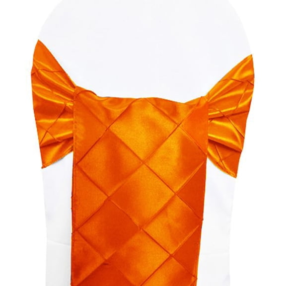 Wedding Linens Inc. (5pcs) 9.5"x108" Pintuck Chair Sashes Bows Ties Linens for Wedding Party Ceremony Event Home Dining Reception - Orange
