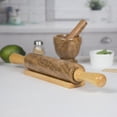 thumbnail image 3 of Creative Home Deluxe Genuine Mocha Marble Rolling Pin with Wood Handles and Cradle, 3 of 3
