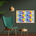thumbnail image 2 of Geometric Wall Art with Frame, Memphis Style Repetitive Pattern of Shapes in Modern Abstract Tones, Printed Fabric Poster for Bathroom Living Room, 35" x 23", Blue and Multicolor, by Ambesonne, 2 of 2