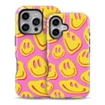 thumbnail image 2 of DesignSkinz Scratch-Resistant Hard Slim Case Compatible with iPhone 15 Pro Max (Compatible with MagSafe) - Groovy Pink Smileys, 2 of 9