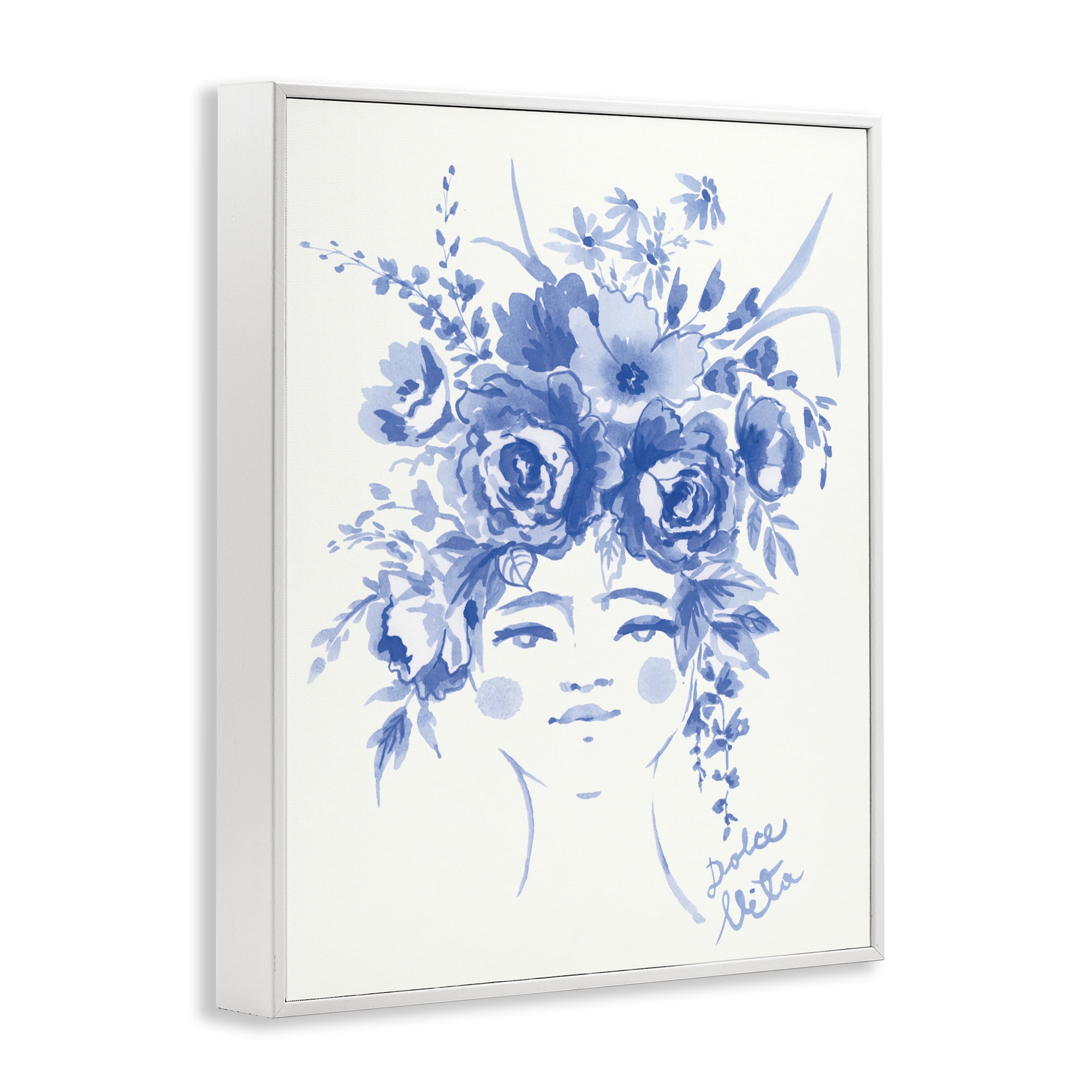 Stupell Industries Dolce Vita Woman with Roses White Framed Giclee Art, design by Karolina Sato