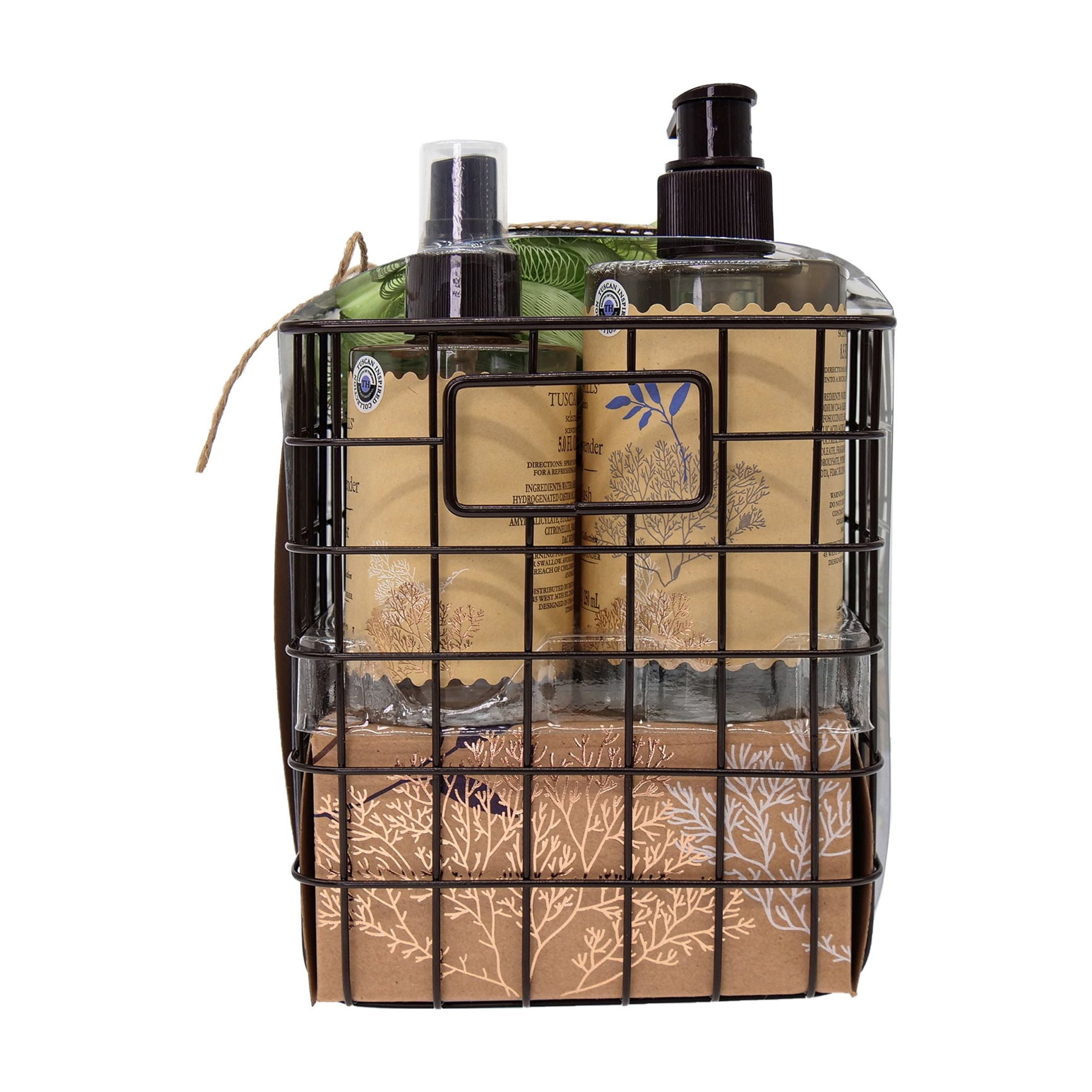Tuscan Hills Body Care Gift Set with Shower Caddy, French Lavender Scent, 6 Piece