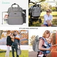 thumbnail image 2 of Premium Gray Diaper Bag Backpack by Liname with Stroller Straps and Changing Pad, 2 of 7