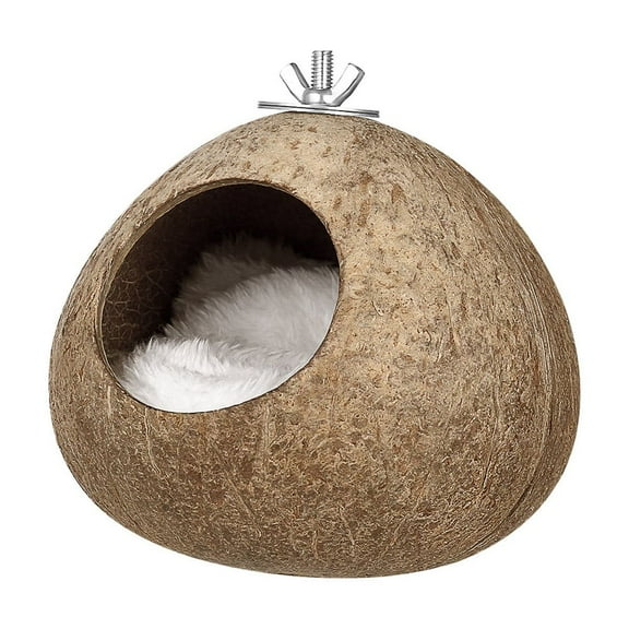 Pawsdot Large Coconut Bird House for Playing Round Wooden Structure 1Pack