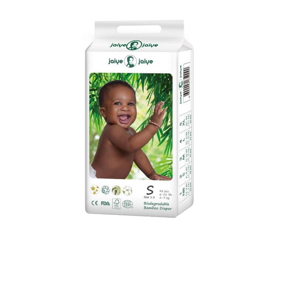 Jaiye - Ultra Premium Bamboo Baby Diapers Disposable - Biodegradable Baby Diapers – Small Size 1 & 2, 50 Count