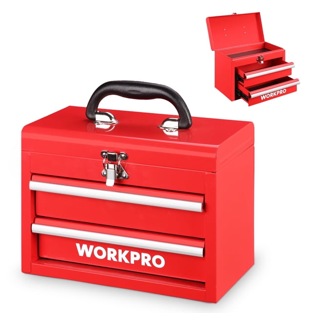 Caja de herramientas WORKPRO Portable Mini con 2 cajones de metal con rodamiento de bolas