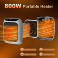thumbnail image 2 of Portable Heater, 800W Ceramic Plug in Heater, Space Electric Fan Heater with Remote Control, 12H Timer, LED Display, 2 Heat Setting, 2 of 5