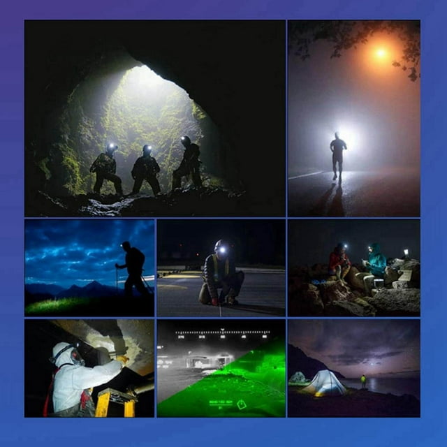 kurtrusly Lampe Frontale LED COB Lumineuse de Travail Rechargeable Randonnée Escalade Jogging USB Torche Sans Lumière Rouge