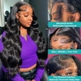 thumbnail image 4 of 200% Density Lace Front Wig Human Hair Body Wave Transparent Brazilian Virgin Human Hair Wigs 13x6 Lace Front Wigs Human Hair Pre Plucked With Baby Hair For Women Natural Color, 4 of 10