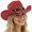 Brick Red, variant on Western Style Cowboy Hat With Curved Brim For Outdoor Riding Suede Design Gray