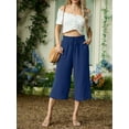 thumbnail image 5 of Cueply Capri Pants for Women Casual Loose Cropped Pants Summer Wide Leg Palazzo Capris with Drawstring Pockets, 5 of 7