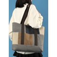 thumbnail image 5 of CoCopeaunt Women Trendy Color Contrast Grid Hobo Tote Bag Retro Canvas Shoulder Bag Satchel Big Capacity, 5 of 5