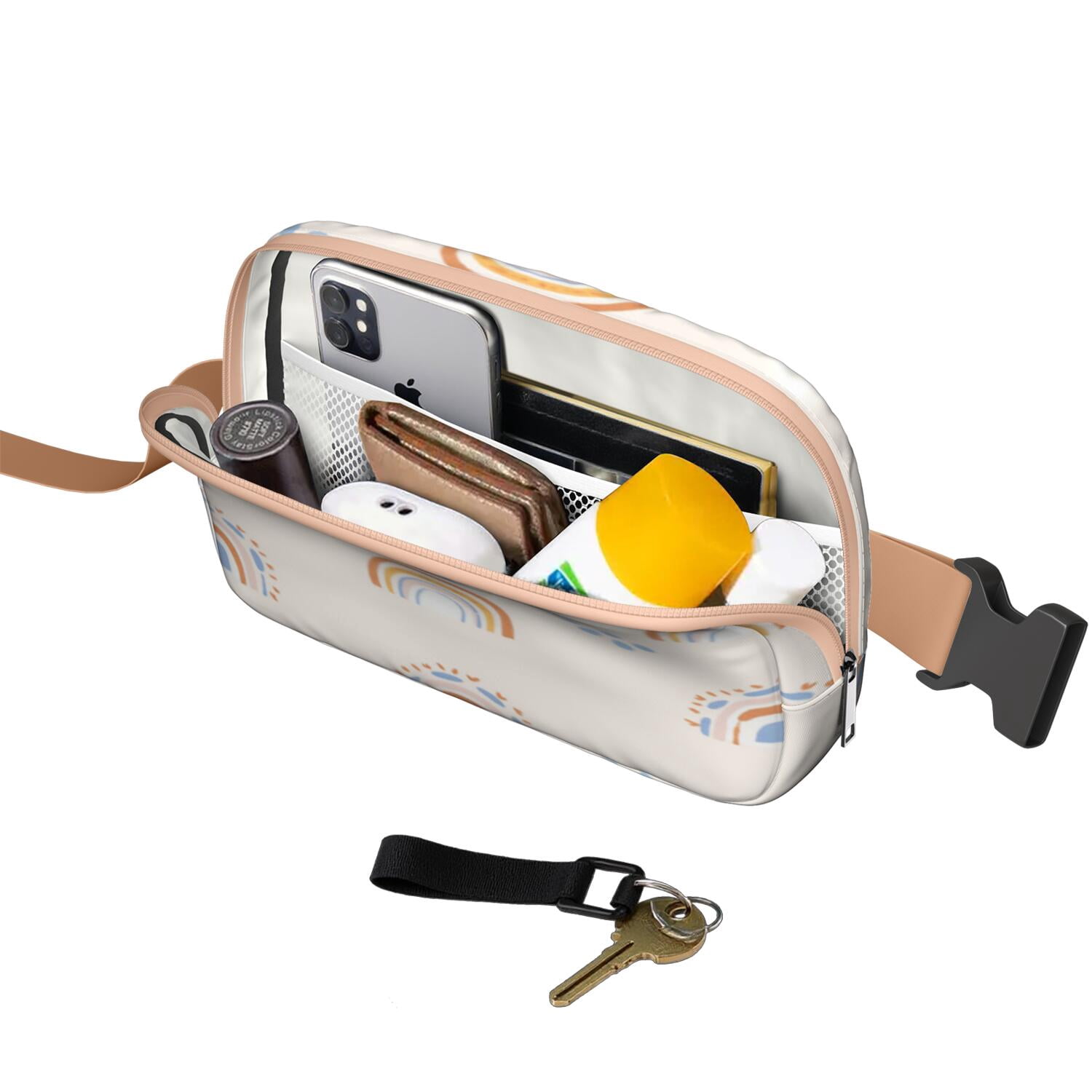 Cross Body Bag for Sports Enthusiasts Commuters HandsFree Running Belt for Jogging with Adjustable Strap for Casual Running Hiking Cycling Rainbow Cartoon Sporty Waist Pack