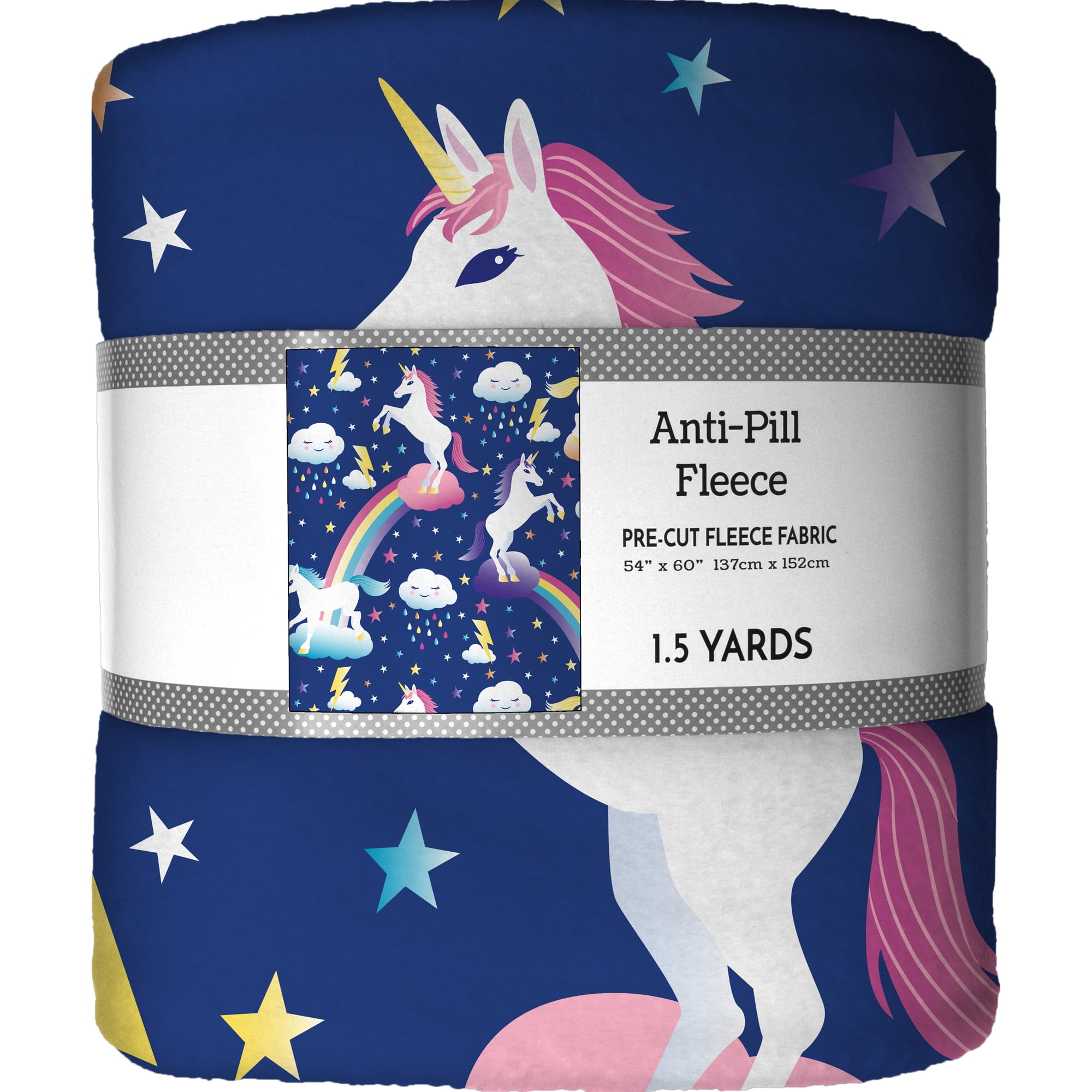 David Textiles Inc. 1.5 yard x 60' 100% Polyester Heavenly Plush Fleece Unicorn Dreams Precut Sewing & Craft Fabric, Blue