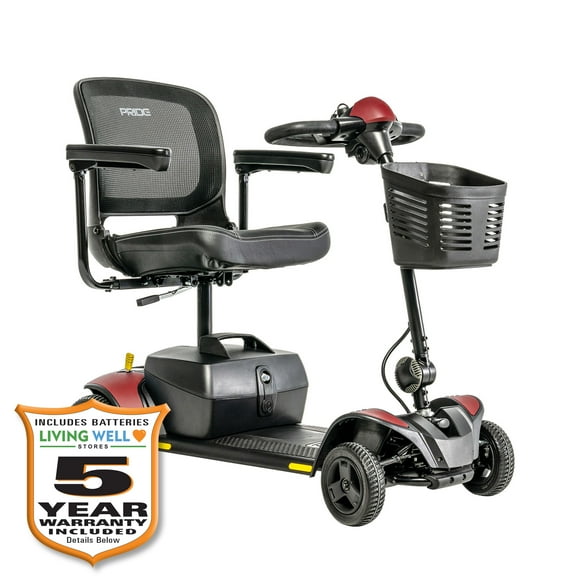Pride Go Go Elite Traveller 2, 4-Wheel Mobility Scooter, iTurn Technology, 37” Turning Radius, with 5-Year Extended Warranty (12 AH Battery)