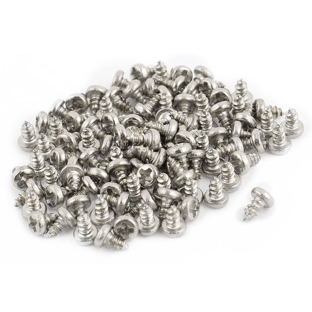 100 piezas de tornillos autorroscantes de cabeza redonda Phillips de acero inoxidable M2 x 4mm