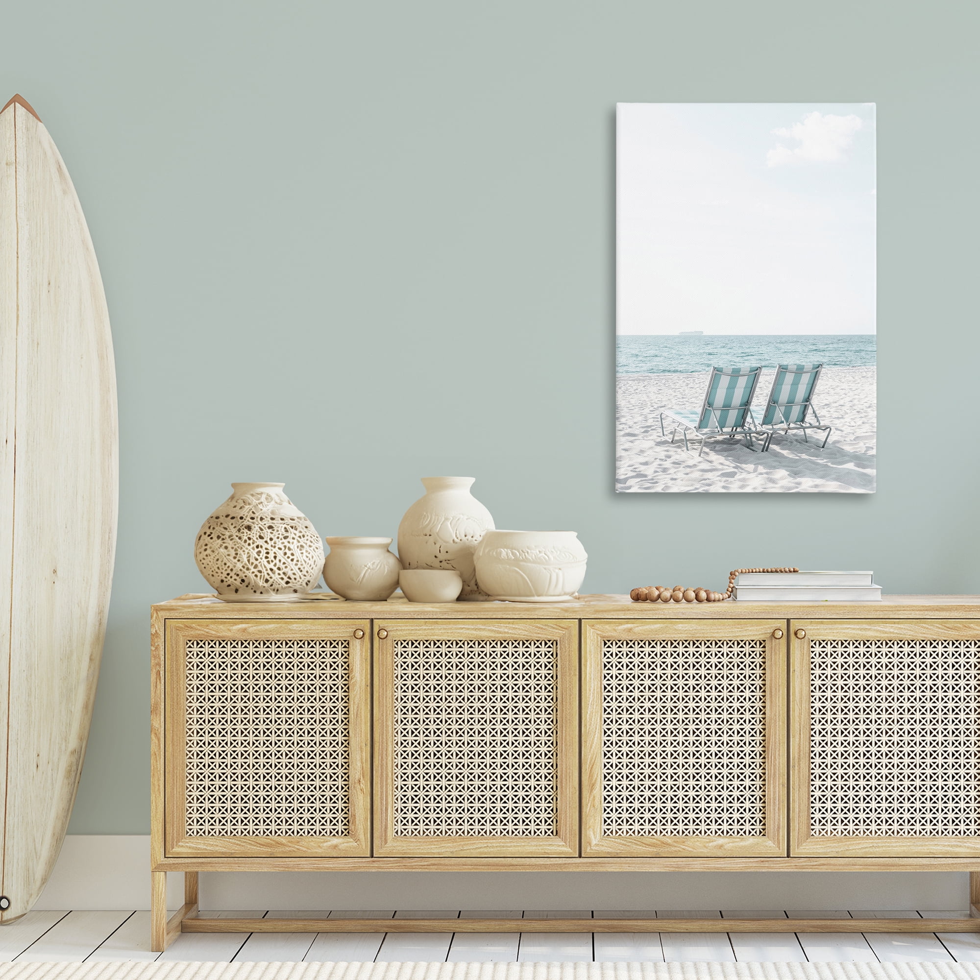 Stupell Industries Soothing Blue Beach Chairs Nautical & Beach Photography Wrapped Canvas Art Print Wall Art, 30 x 45