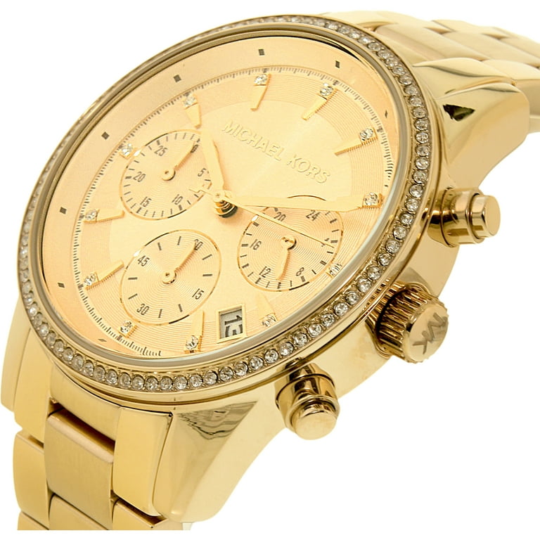 Original Michael Kors Ritz Gold Dial Ladies Wrist Watch Yellow Gold tone Stainless Steel Quartz Movement MK6356 Walmart