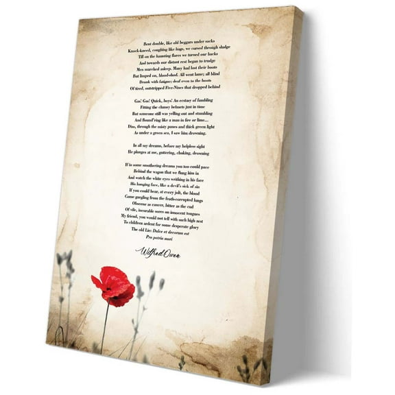 Dulce Et Decorum Est By Wilfred Owen Poem Art Posters Wall Art for Bedroom Canvas Pictures for Hallway Modern Paintings Picture Prints Decorative Home