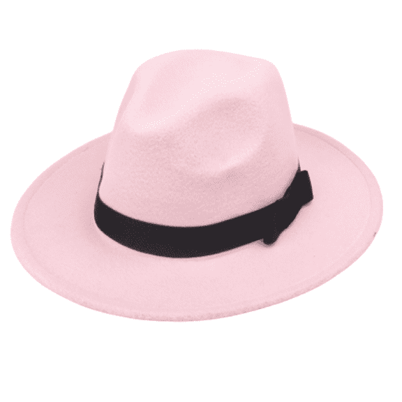 TELOLY Sun Hat European and American Imitation Wool British Retro Hat Sun Hats for Women Men and Women Jazzy Large Brim Versatile Top Hat,Pink
