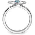 thumbnail image 2 of Solid Sterling Silver Stackable Expressions Polished Blue Topaz Flower Ring - Ring Size 5.0-3.1gm, 2 of 8