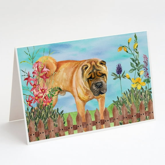 Shar Pei Spring Greeting Cards and Envelopes Pack of 8