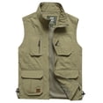 thumbnail image 2 of RYDCOT Men's Lightweight Breathable Outdoor Travel Work Fishing Vest with Multi-Pockets and Mesh Lined Khaki, 2 of 5
