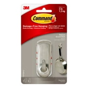 Command Medium Accent Hook, Brushed Nickel, 1 Hook, 2 Strips/Pack