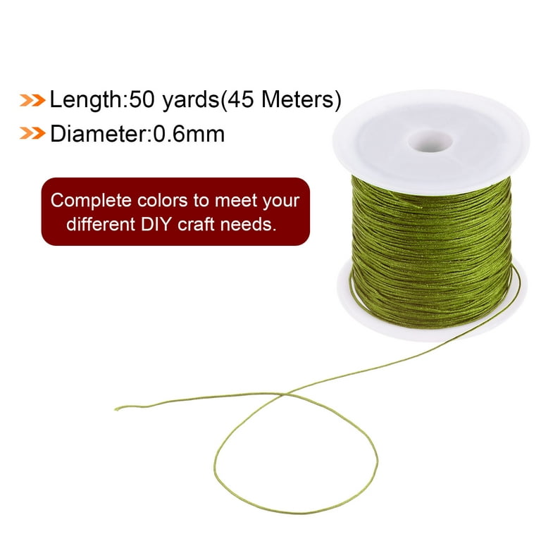 1 Roll Nylon Beading Thread Knotting Cord 0.6mm 50 Yards Braided Nylon Crafting Satin String, Army Green, Women's, Size: 1 mm, Yellow
