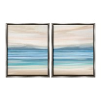 Stupell Industries Subtle Beach Seascape Landscape Painting Gray Floater Framed Canvas Art Print Wall Art, 17 x 21, Set of 2