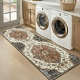 thumbnail image 2 of GlowSol 2'x6' Kitchen Runner Rug Vintage Floral Hallway Runners Rug Non-Slip Bedsides Floor Mats for Laundry Room, Brick Red, 2 of 8