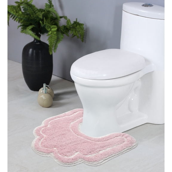 Home Weavers Allure Bathroom Rug Toilet Rugs U Shaped Contour,Extra Thick Toilet Rug, Non-Slip Contour Mat for Bathroom,100% Cotton Soft, Absorbent Water, Machine Washable, 20"x20" Contour, Pink