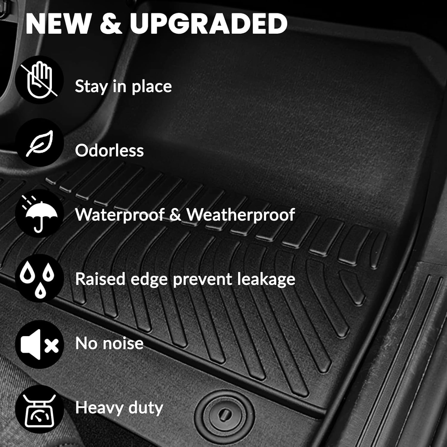 Auxko All Weather Floor Mats Fit for Ford Ranger 2026 2025 2024 TPE Rubber Liners Set Ranger Accessories All Season Guard Odorless Anti-Slip Floor Mats